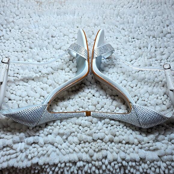 Schutz Cadey Lee Strappy  Elegant White Ankle Strap Heels Diamond Elegant 8.5 - Picture 13 of 16